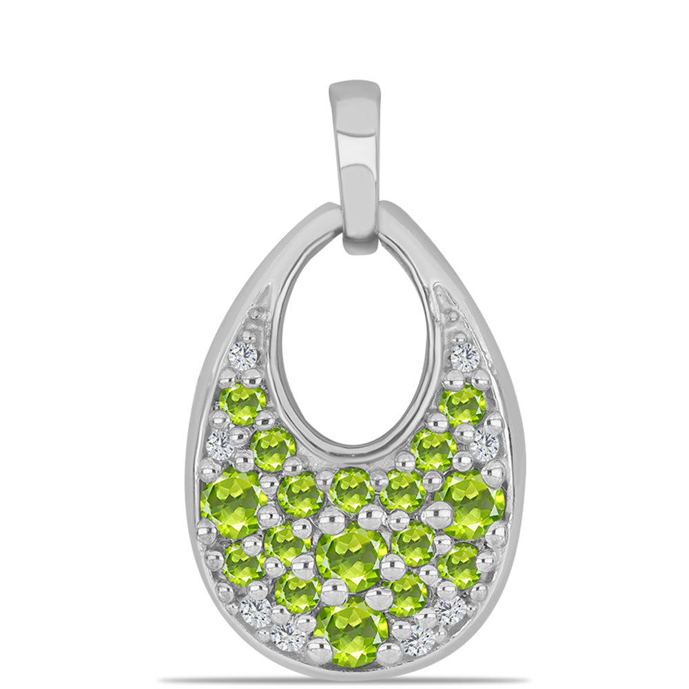 Pandantiv din Argint 925 ( 3.32 grame ) cu Peridot Changbai și Topaz Alb 1.12 Carate 1 