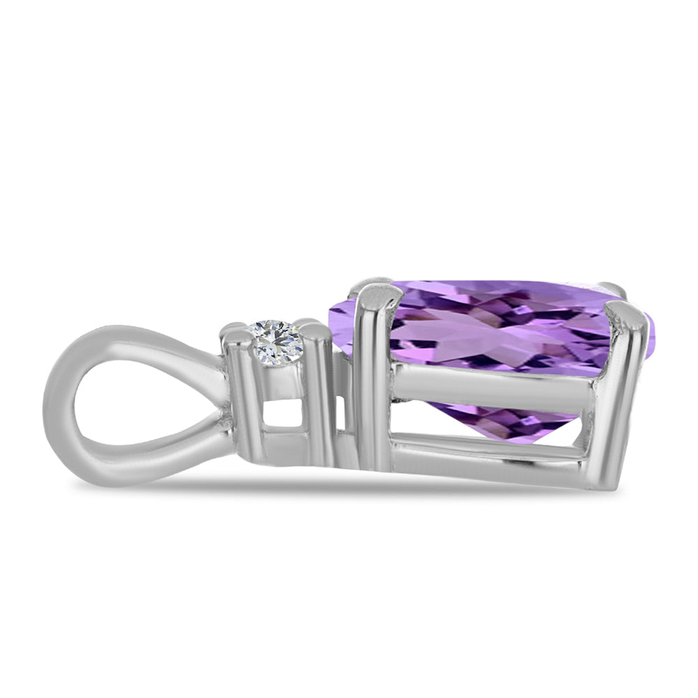 Pandantiv din Argint 925 ( 0.67 grame ) cu Ametist Rose de France și Topaz Alb 0.96 Carate 2 