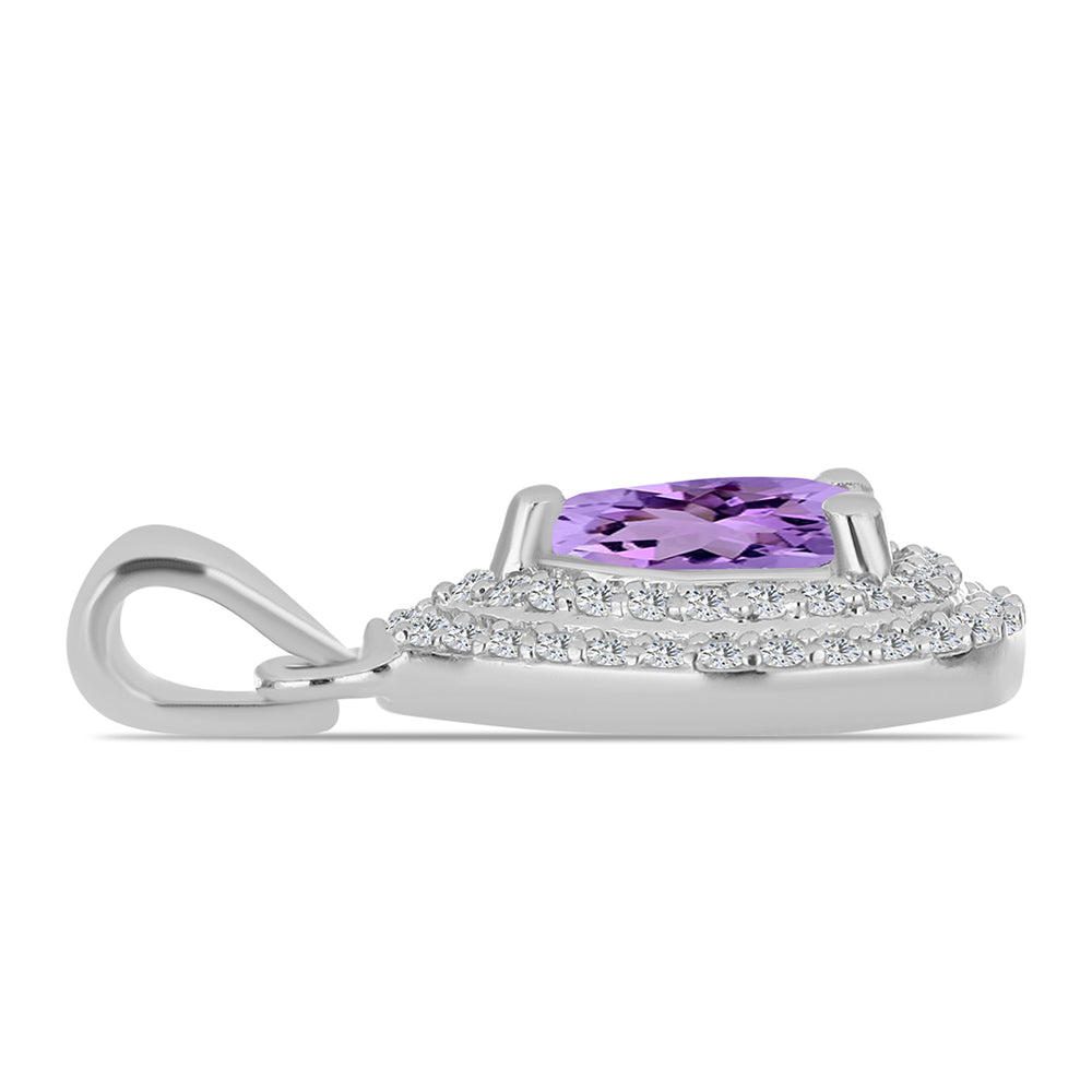 Pandantiv din Argint 925 ( 1.45 grame ) cu Ametist Rose de France și Topaz Alb 0.9 Carate