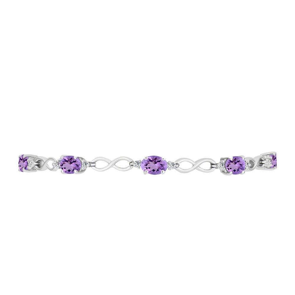 Brățară din Argint 925 ( 6.4 grame ) cu Ametist Rose de France și Topaz Alb 3.72 Carate 2 