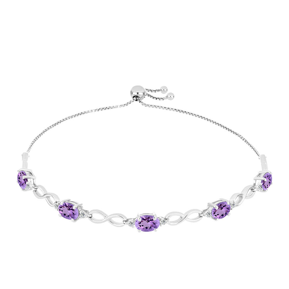 Brățară din Argint 925 ( 6.4 grame ) cu Ametist Rose de France și Topaz Alb 3.72 Carate