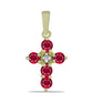 Cruce Pandantiv din Argint 925 Placat cu Aur ( 0.95 grame ) cu Rubin Malagasy și Topaz Alb 0.78 Carate