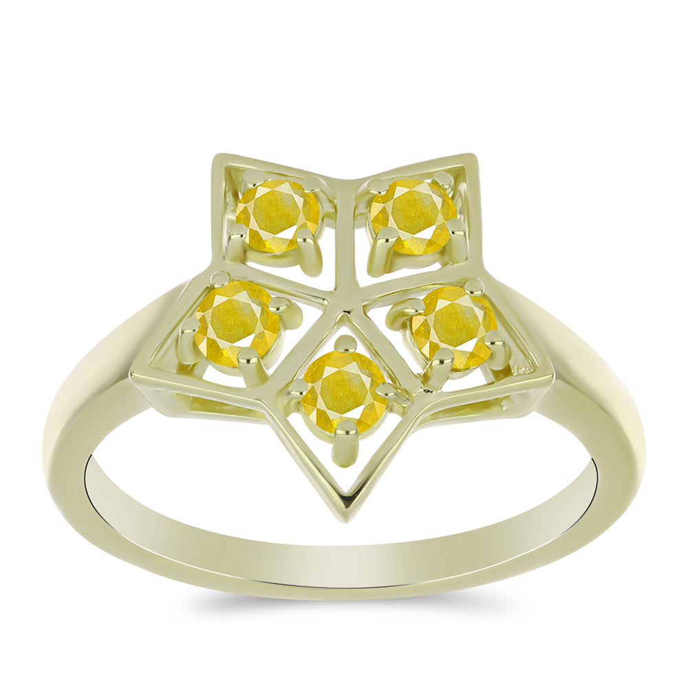 Inel din Argint 925 Placat cu Aur ( 2.97 grame ) cu Safir Rosebery Galben 0.63 Carate