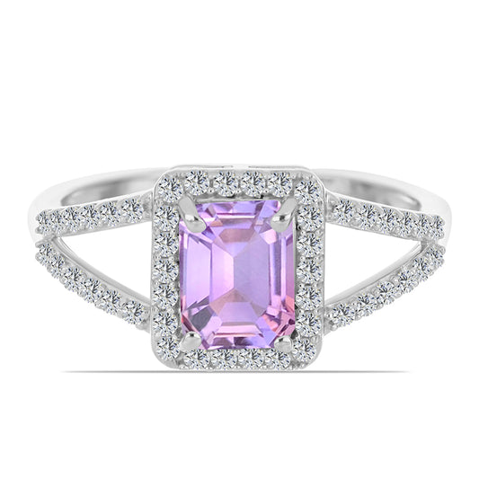 Inel din Argint 925 ( 2.56 grame ) cu Ametist Rose de France și Topaz Alb 1.97 Carate