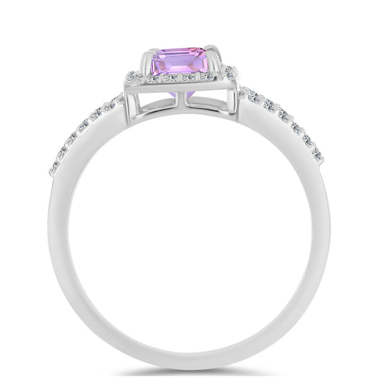 Inel din Argint 925 ( 2.56 grame ) cu Ametist Rose de France și Topaz Alb 1.97 Carate