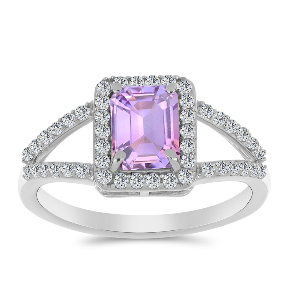 Inel din Argint 925 ( 2.56 grame ) cu Ametist Rose de France și Topaz Alb 1.97 Carate
