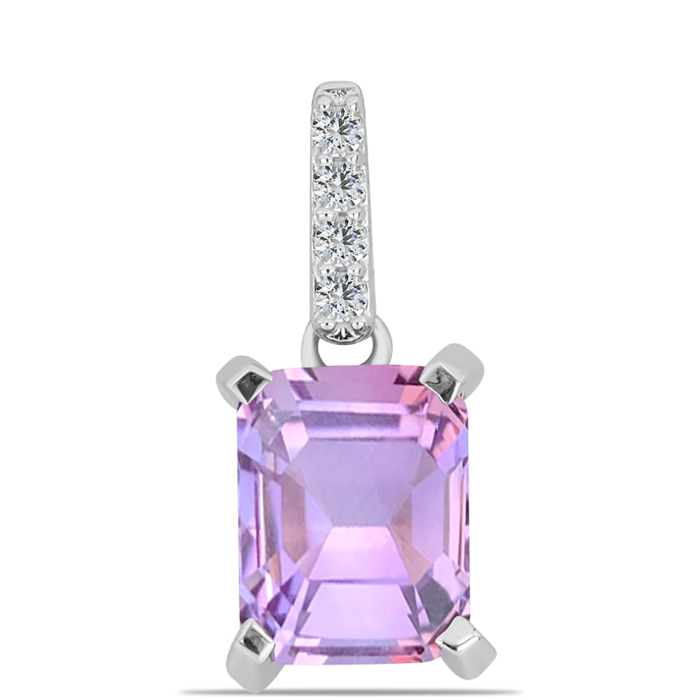Pandantiv din Argint 925 ( 0.86 grame ) cu Ametist Rose de France și Topaz Alb 2.14 Carate 1 