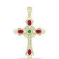 Cruce Pandantiv din Argint 925 Placat cu Aur ( 5.02 grame ) cu Rubin Malagasy și Smarald Brazilian 1.56 Carate