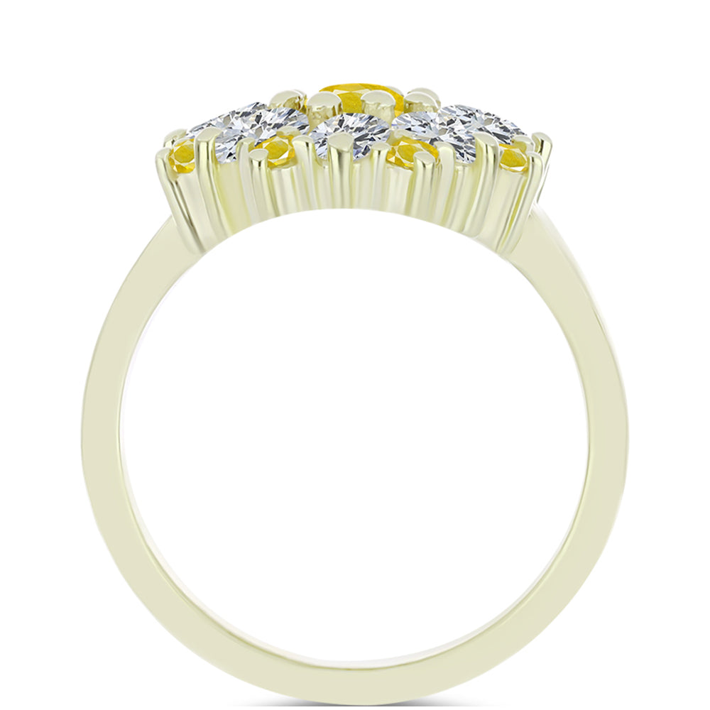 Inel din Argint 925 Placat cu Aur ( 4.01 grame ) cu Safir Rosebery Galben și Topaz Alb 2.15 Carate 2 