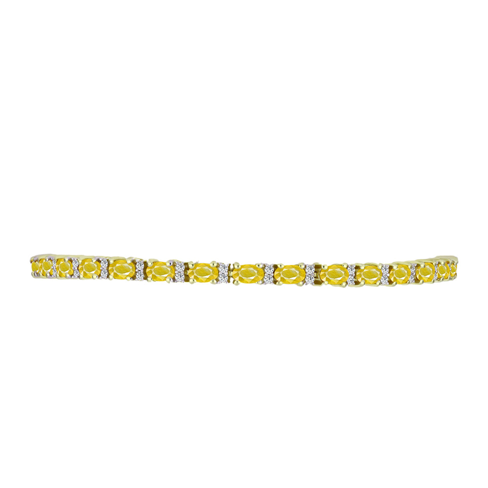 Brățară din Argint 925 Placat cu Aur ( 7.2 grame ) cu Safir Rosebery Galben și Topaz Alb 5.33 Carate