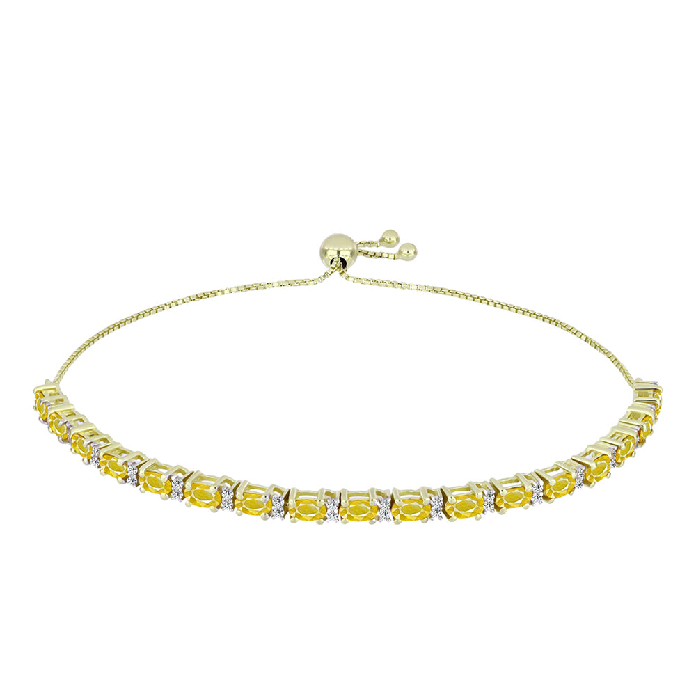 Brățară din Argint 925 Placat cu Aur ( 7.2 grame ) cu Safir Rosebery Galben și Topaz Alb 5.33 Carate