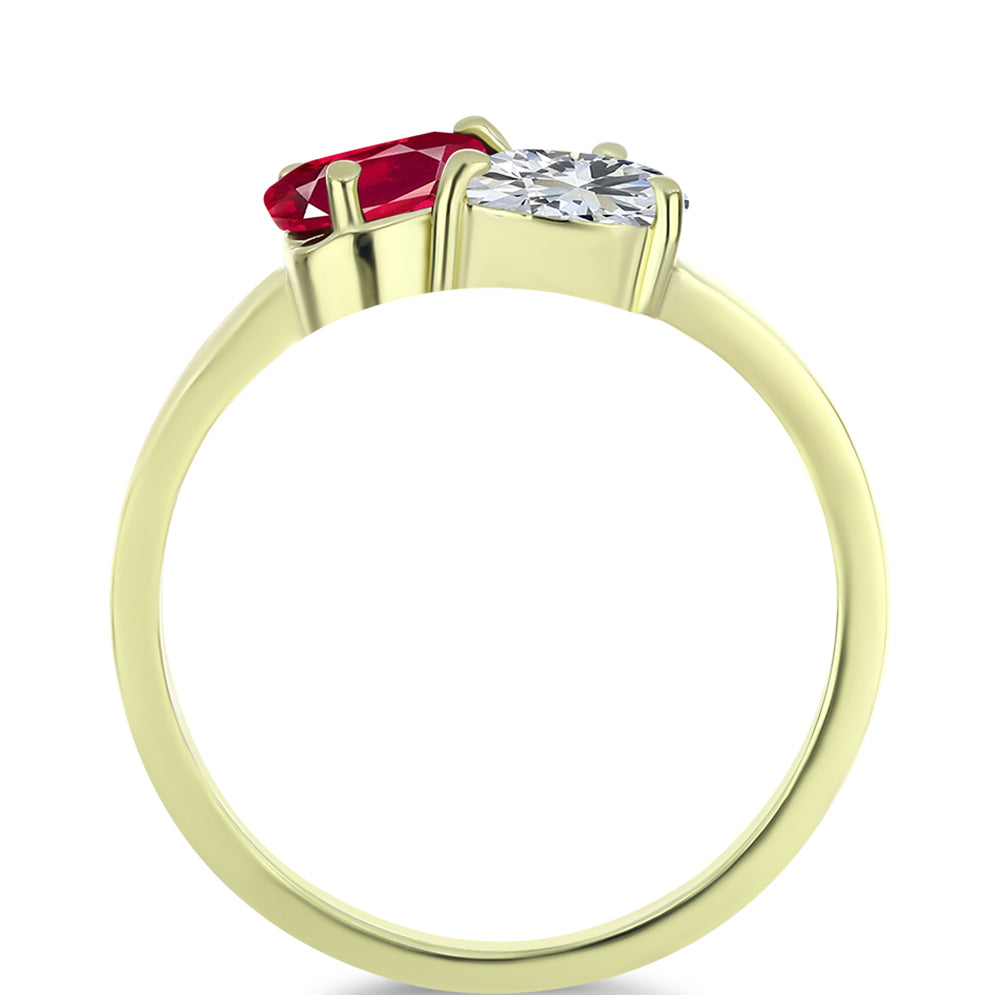 Inel din Argint 925 Placat cu Aur ( 2.2 grame ) cu Rubin Malagasy și Topaz Alb 1.7 Carate 3 