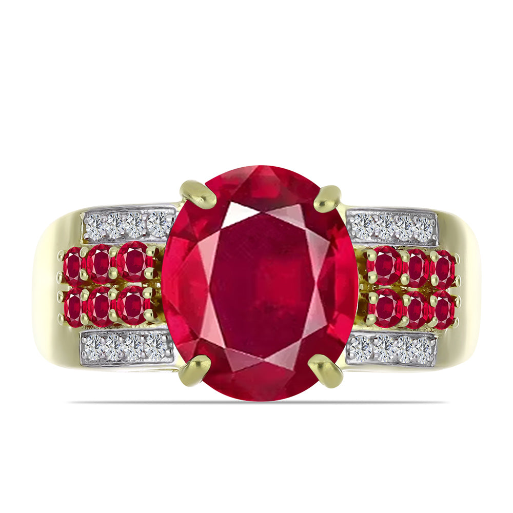 Inel din Argint 925 Placat cu Aur ( 5.18 grame ) cu Rubin Malagasy și Topaz Alb 7.17 Carate