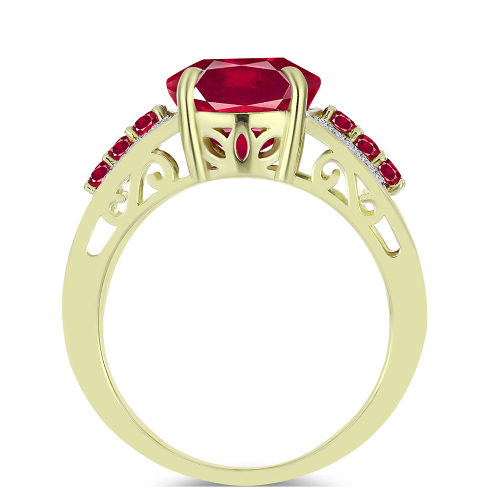 Inel din Argint 925 Placat cu Aur ( 5.18 grame ) cu Rubin Malagasy și Topaz Alb 7.17 Carate