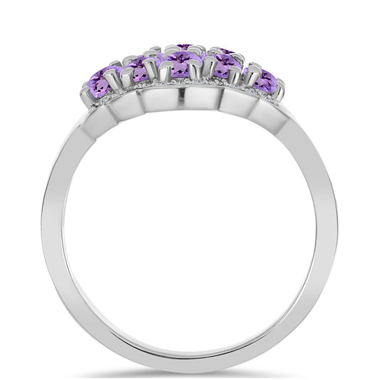 Inel din Argint 925 ( 3.79 grame ) cu Ametist Rose de France și Topaz Alb 2.04 Carate