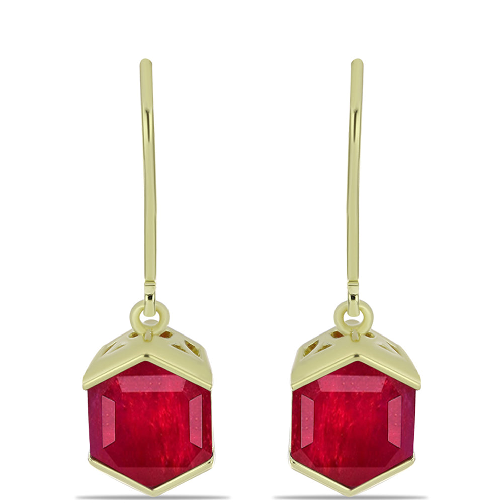 Cercei din Argint 925 Placat cu Aur ( 2.64 grame ) cu Rubin Malagasy 5.41 Carate 1 