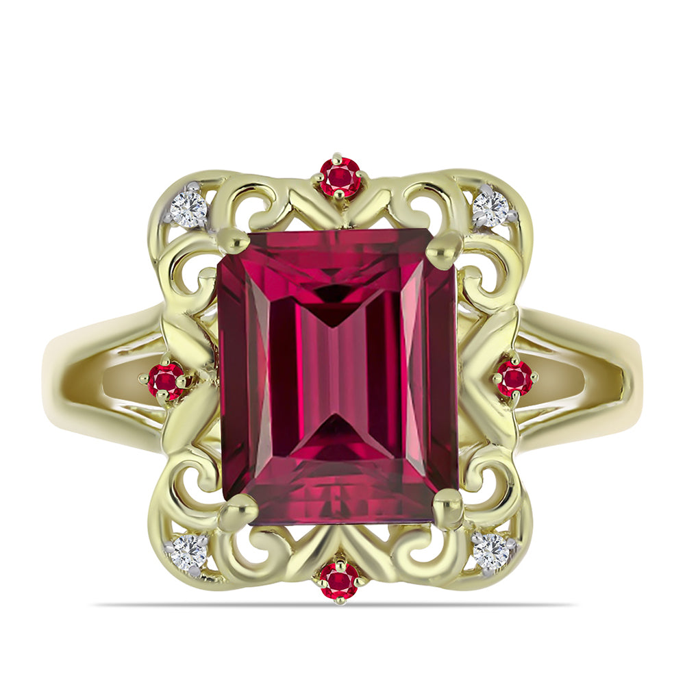 Inel din Argint 925 Placat cu Aur ( 3.83 grame ) cu Rubin Malagasy și Topaz Alb 4.97 Carate 1 