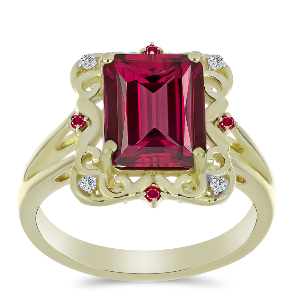 Inel din Argint 925 Placat cu Aur ( 3.83 grame ) cu Rubin Malagasy și Topaz Alb 4.97 Carate 3 