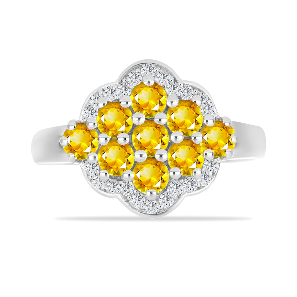 Inel din Argint 925 ( 3.38 grame ) cu Citrin Ural și Topaz Alb 1.15 Carate 1 