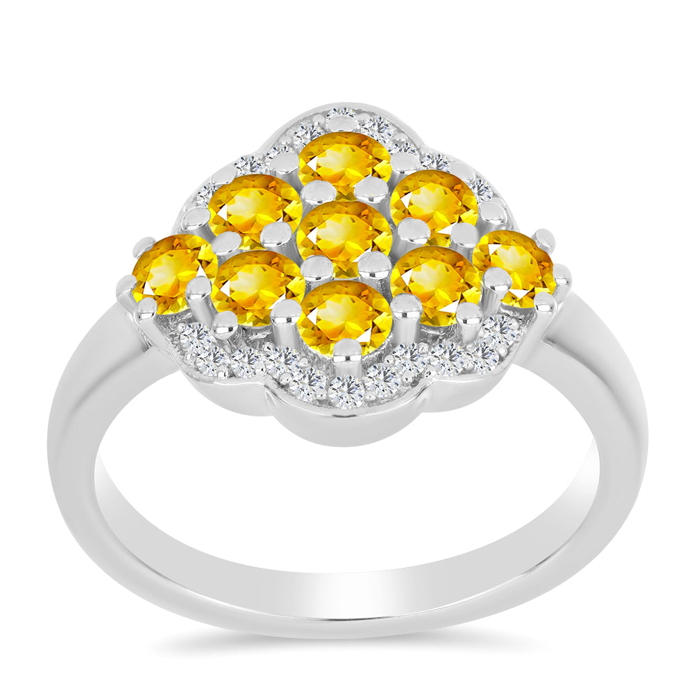 Inel din Argint 925 ( 3.38 grame ) cu Citrin Ural și Topaz Alb 1.15 Carate 3 