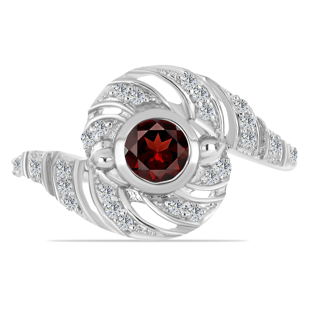 Inel din Argint 925 ( 2.79 grame ) cu Granat Barton și Topaz Alb 0.86 Carate