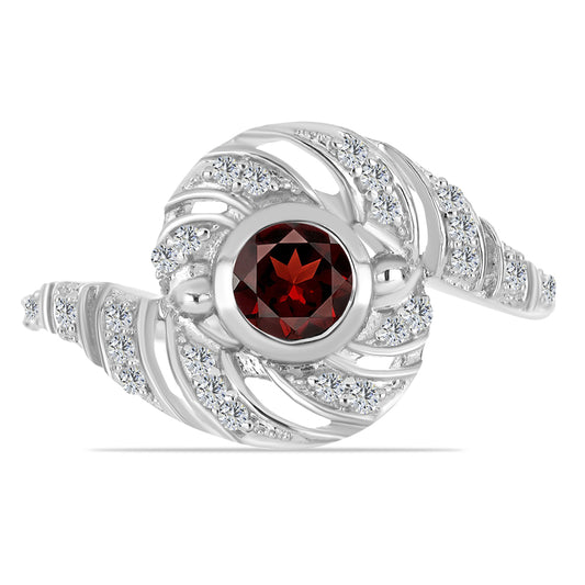 Inel din Argint 925 ( 2.79 grame ) cu Granat Barton și Topaz Alb 0.86 Carate