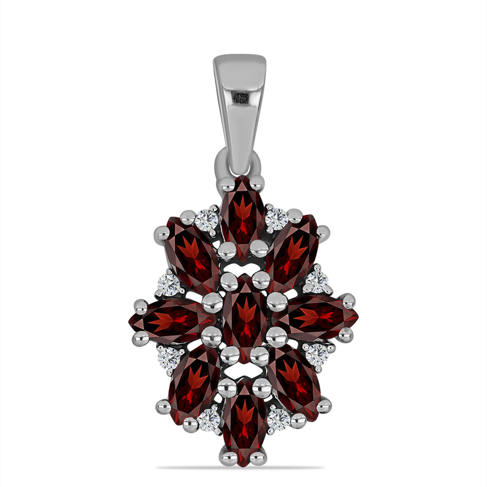 Pandantiv din Argint 925 ( 1.71 grame ) cu Granat Barton și Topaz Alb 1.82 Carate 1 