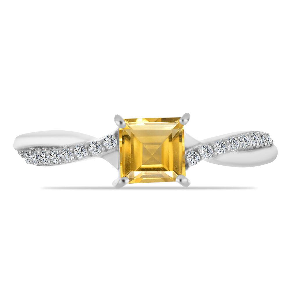 Inel din Argint 925 ( 1.75 grame ) cu Citrin Ural și Topaz Alb 0.9 Carate 2 