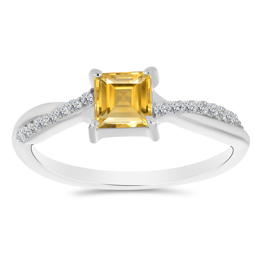 Inel din Argint 925 ( 1.75 grame ) cu Citrin Ural și Topaz Alb 0.9 Carate 1 