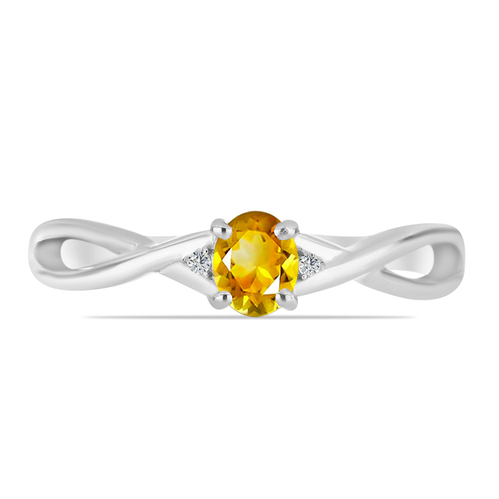 Inel din Argint 925 ( 2.01 grame ) cu Citrin Ural și Topaz Alb 0.34 Carate 2 