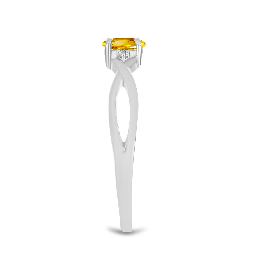 Inel din Argint 925 ( 2.01 grame ) cu Citrin Ural și Topaz Alb 0.34 Carate