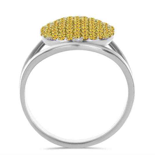 Inel din Argint 925 Placat cu Aur de 2 tonuri ( 5.69 grame ) cu Citrin Ural 1.84 Carate