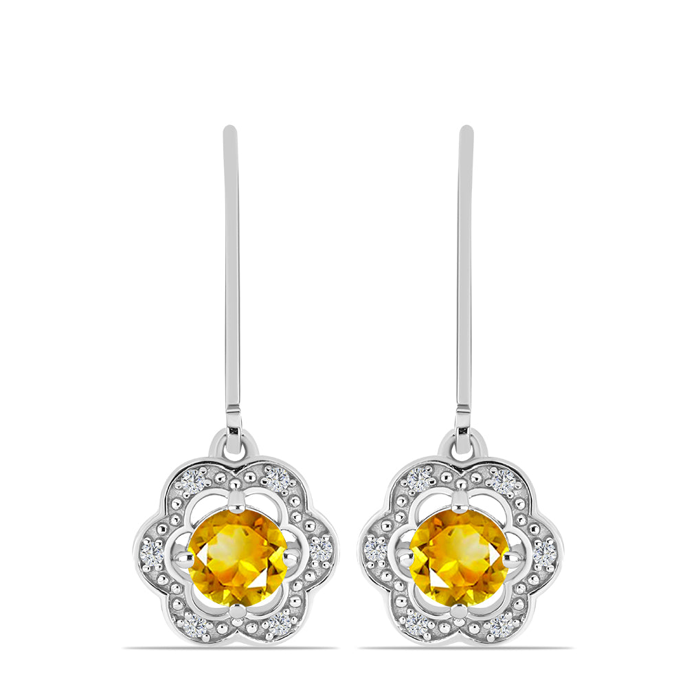 Cercei din Argint 925 ( 2.61 grame ) cu Citrin Ural și Topaz Alb 1.05 Carate