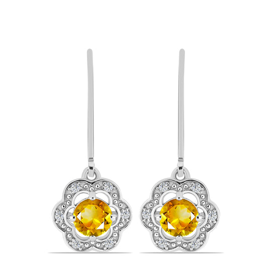 Cercei din Argint 925 ( 2.61 grame ) cu Citrin Ural și Topaz Alb 1.05 Carate