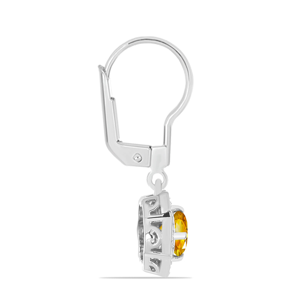 Cercei din Argint 925 ( 2.61 grame ) cu Citrin Ural și Topaz Alb 1.05 Carate 2 