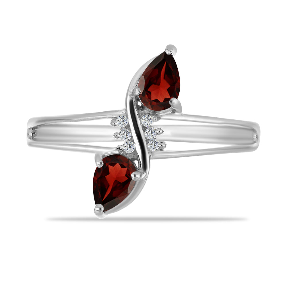 Inel din Argint 925 ( 2.35 grame ) cu Granat Barton și Topaz Alb 1.01 Carate 1 