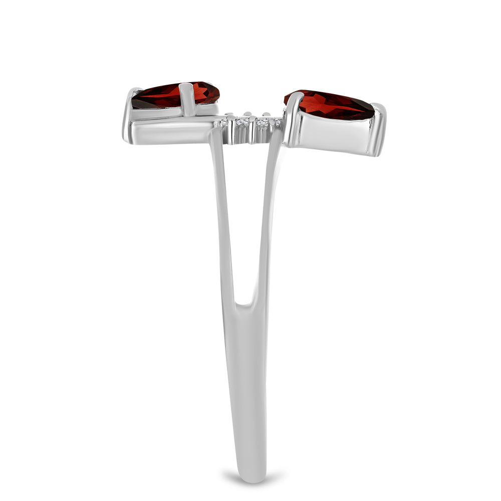 Inel din Argint 925 ( 2.35 grame ) cu Granat Barton și Topaz Alb 1.01 Carate