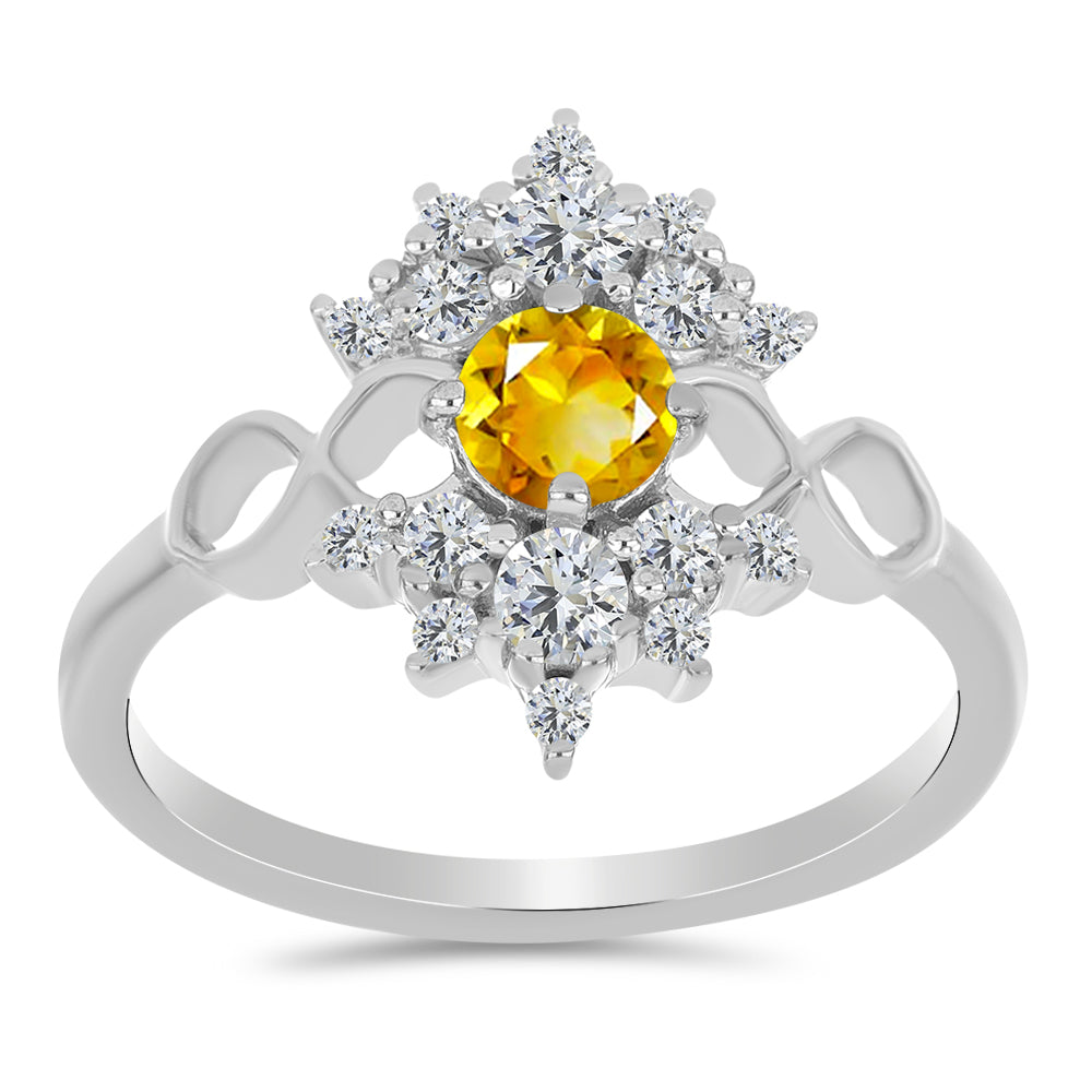 Inel din Argint 925 ( 2.79 grame ) cu Citrin Ural și Topaz Alb 1.08 Carate 3 