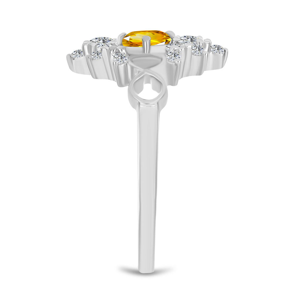 Inel din Argint 925 ( 2.79 grame ) cu Citrin Ural și Topaz Alb 1.08 Carate 4 