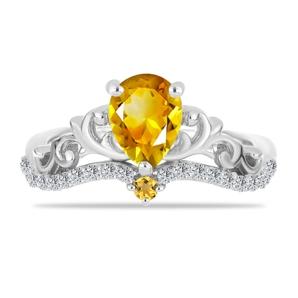 Inel din Argint 925 ( 2.91 grame ) cu Citrin Ural și Topaz Alb 1.11 Carate 1 