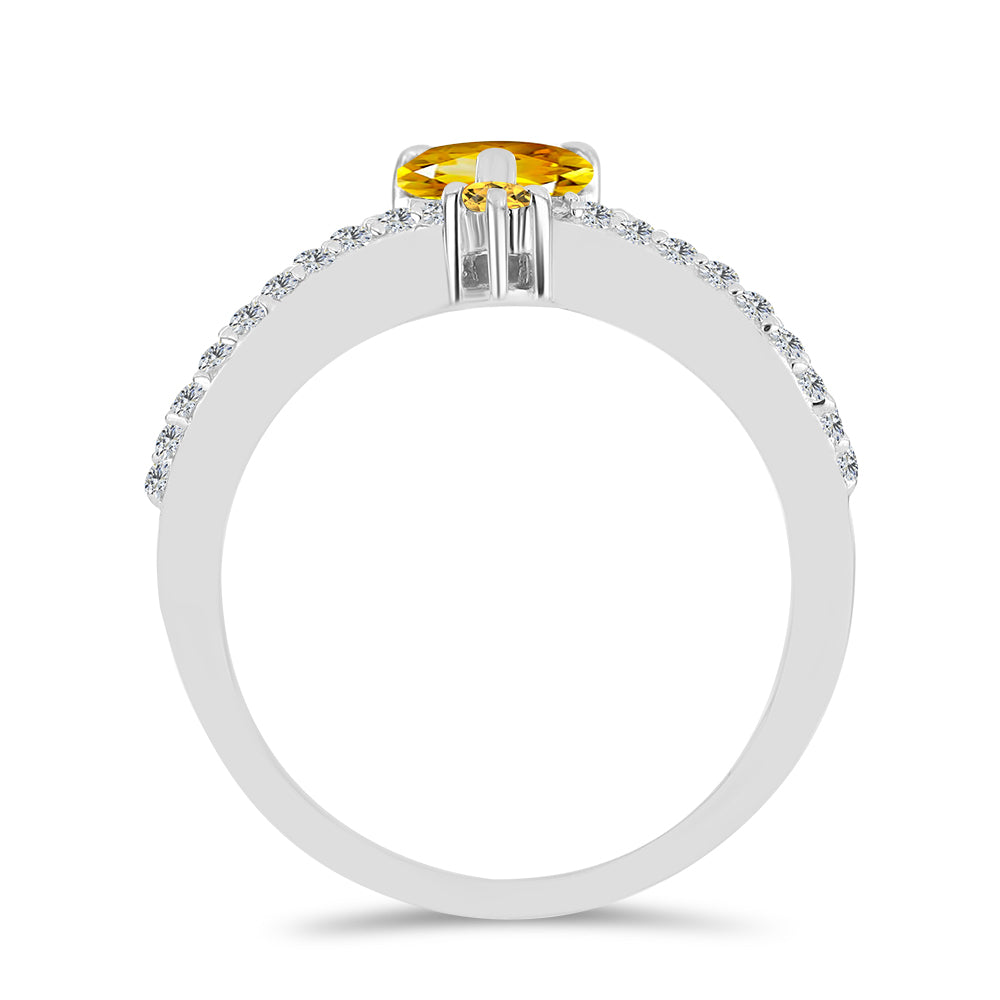 Inel din Argint 925 ( 2.91 grame ) cu Citrin Ural și Topaz Alb 1.11 Carate 2 