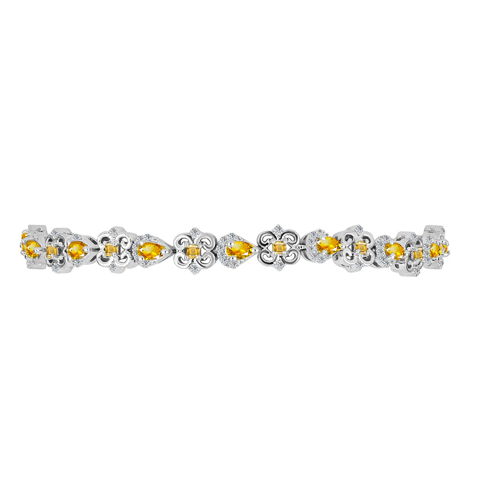 Brățară din Argint 925 ( 10.61 grame ) cu Citrin Ural și Topaz Alb 2.57 Carate 2 