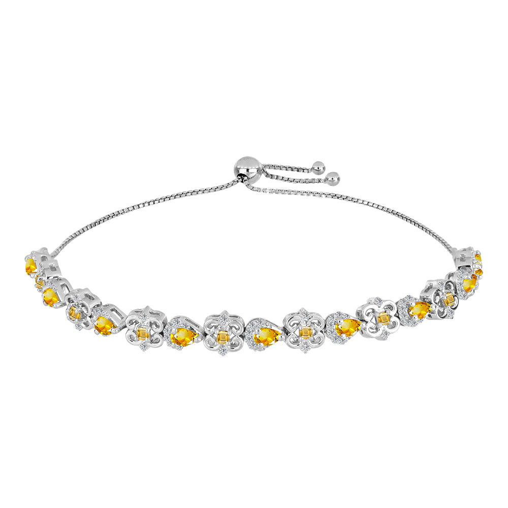 Brățară din Argint 925 ( 10.61 grame ) cu Citrin Ural și Topaz Alb 2.57 Carate 1 