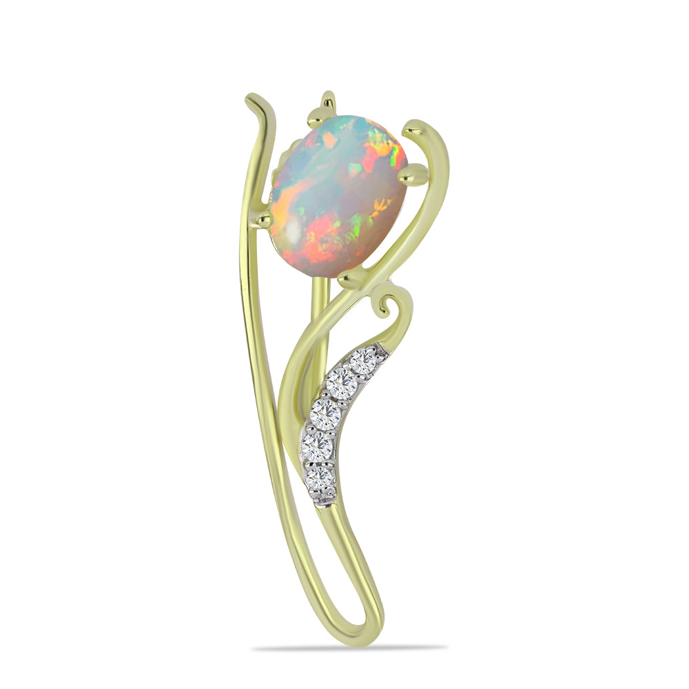 Broşă din Argint 925 Placat cu Aur ( 1.75 grame ) cu Opal Etiopian Lega Dembi și Topaz Alb 0.93 Carate 1 