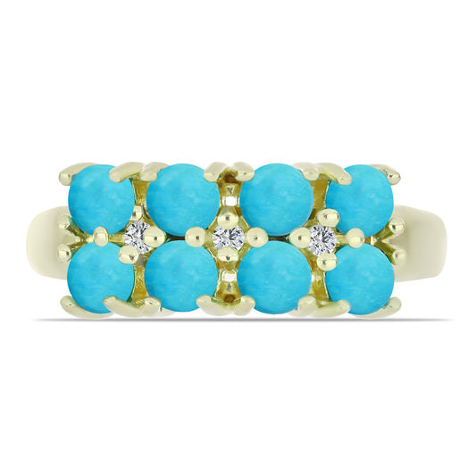 Inel din Argint 925 Placat cu Aur ( 2.94 grame ) cu Turcoaz ”Frumoasa Adormită” și Topaz Alb 1.4 Carate