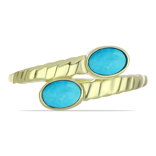 Inel din Argint 925 Placat cu Aur ( 3.16 grame ) cu Turcoaz ”Frumoasa Adormită” 0.81 Carate