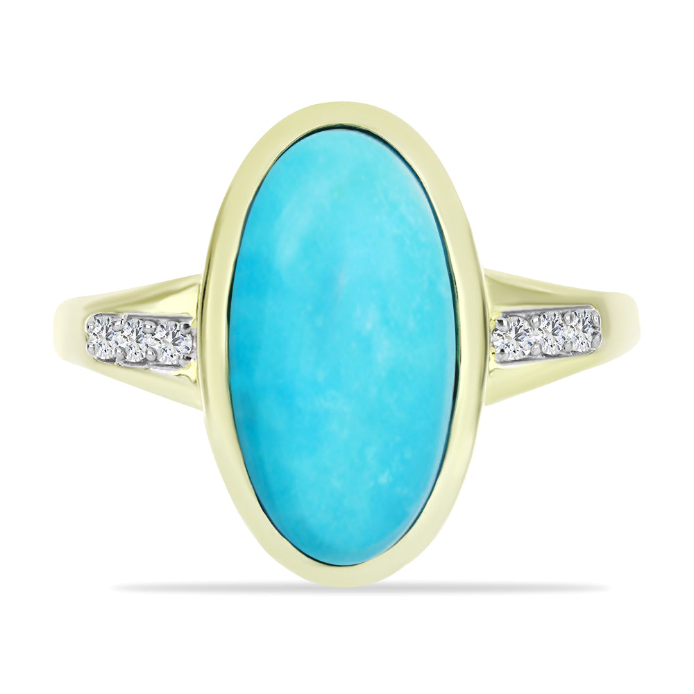 Inel din Argint 925 Placat cu Aur ( 3.63 grame ) cu Turcoaz ”Frumoasa Adormită” și Topaz Alb 4.31 Carate 1 