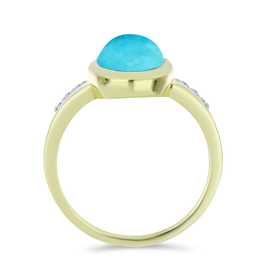 Inel din Argint 925 Placat cu Aur ( 3.63 grame ) cu Turcoaz ”Frumoasa Adormită” și Topaz Alb 4.31 Carate