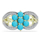 Inel din Argint 925 Placat cu Aur ( 4.12 grame ) cu Turcoaz ”Frumoasa Adormită” și Topaz Alb 1.64 Carate