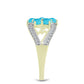 Inel din Argint 925 Placat cu Aur ( 4.12 grame ) cu Turcoaz ”Frumoasa Adormită” și Topaz Alb 1.64 Carate